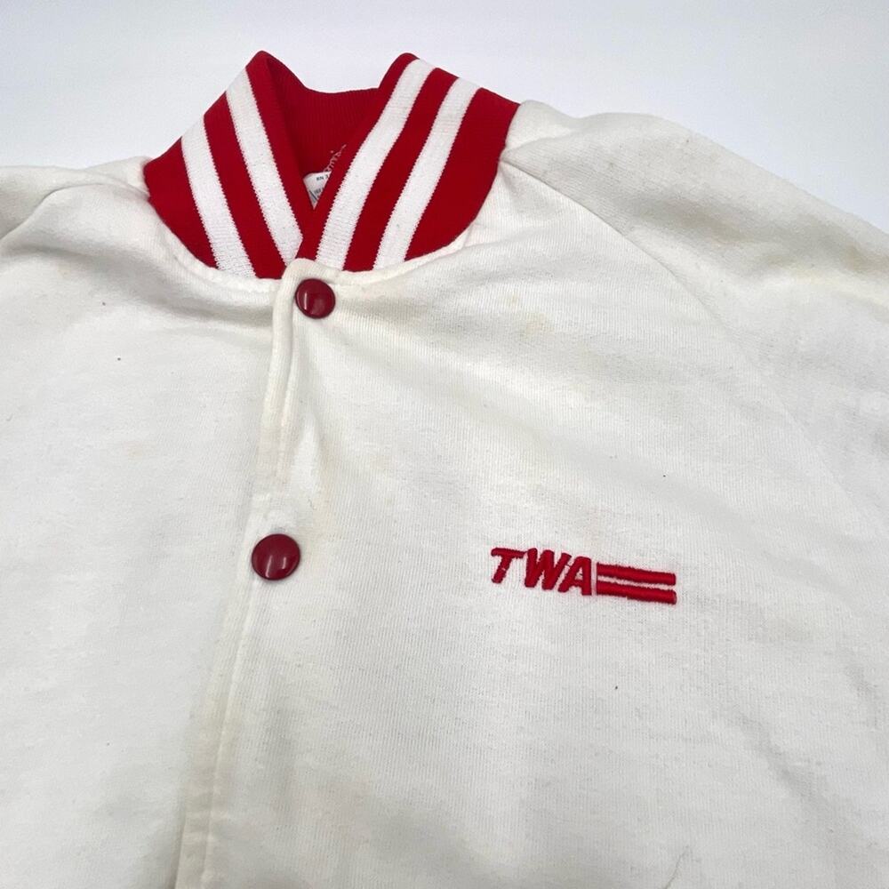 TWA Vintage sweatshirt bomber jacket white red SIZE SMALL